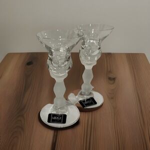 Pair Of Mikasa Kensington‎ 5 1/4" Candlestick Holders Frost New Elegant